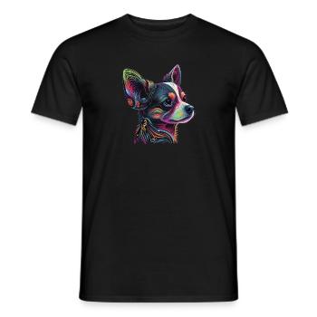 Chihuahua | Abstrakte Malerei | Farbe | Niedlicher - Männer T-Shirt - Schwarz - Vorne - AI Model Male 178 light (178cm)