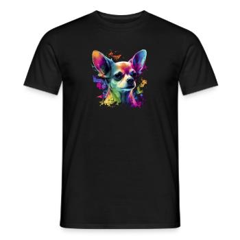 Chihuahua | Abstrakte Malerei | Farbe | Niedlicher - Männer T-Shirt - Schwarz - Vorne - AI Model Male 178 light (178cm)