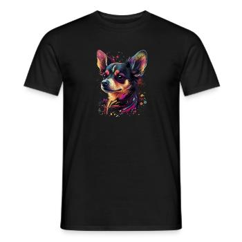 Chihuahua | Abstrakte Malerei | Farbe | Niedlicher - Männer T-Shirt - Schwarz - Vorne - AI Model Male 178 light (178cm)
