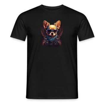 Chihuahua | Biker | Motorrad | Hund | Papa | Opa - Männer T-Shirt - Schwarz - Vorne - AI Model Male 178 light (178cm)