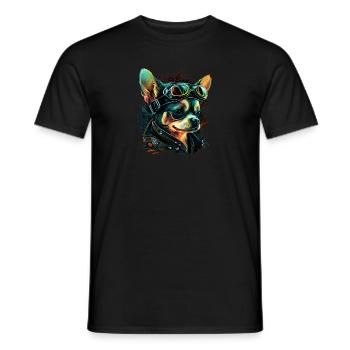 Chihuahua | Biker | Motorrad | Hund | Papa | Opa - Männer T-Shirt - Schwarz - Vorne - AI Model Male 178 light (178cm)