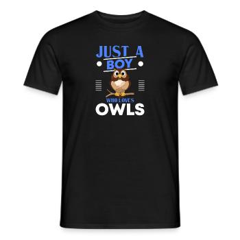 Juste un garçon qui aime les hiboux Amoureux des oiseaux Ornithologue - T-shirt homme - noir - Devant - AI Model Male 178 light (178cm)