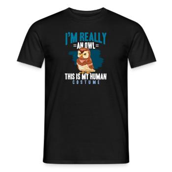 Ceci est mon costume humain Owl Lover nocturne - T-shirt homme - noir - Devant - AI Model Male 178 light (178cm)
