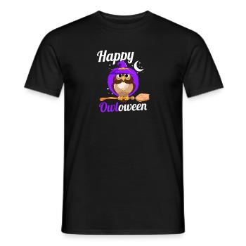 Owl Lover Birds Of Prey Ornithologist Happy Owlowe - Men's T-Shirt - black - Front - AI Model Male 178 light (178cm)