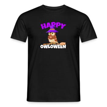 Happy Owloween Nocturnal Bird Owl Lover Birds Of P - Männer T-Shirt - Schwarz - Vorne - AI Model Male 178 light (178cm)