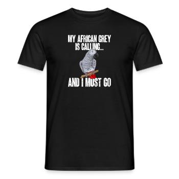 Graupapagei African Grey Parrot Papagei - Men's T-Shirt - black - Front - AI Model Male 178 light (178cm)