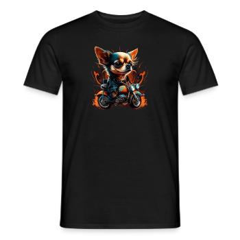 Chihuahua | Biker | Motorrad | Hund | Papa | Opa - Männer T-Shirt - Schwarz - Vorne - AI Model Male 178 light (178cm)