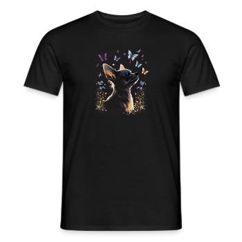 Chihuahua mit Schmetterling |Süßer Hund Bunt Natur - Männer T-Shirt - Schwarz - Vorne - AI Model Male 178 light (178cm)