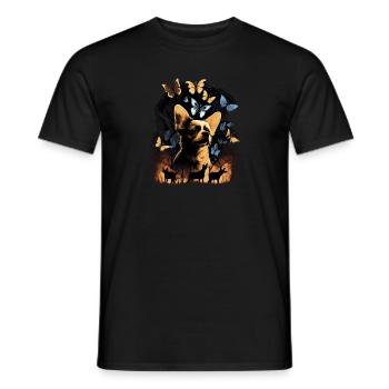 Chihuahua mit Schmetterling |Süßer Hund Bunt Natur - Männer T-Shirt - Schwarz - Vorne - AI Model Male 178 light (178cm)