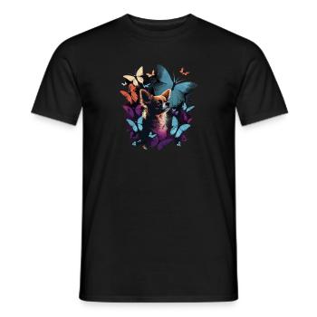 Chihuahua mit Schmetterling |Süßer Hund Bunt Natur - Männer T-Shirt - Schwarz - Vorne - AI Model Male 178 light (178cm)