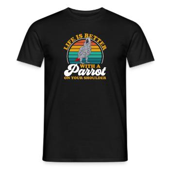 Graupapagei African Grey Parrot Papagei - Men's T-Shirt - black - Front - AI Model Male 178 light (178cm)
