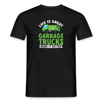 Garbage trucks, garbage day, garbage collection - Men's T-Shirt - black - Front - AI Model Male 178 light (178cm)