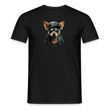Chihuahua | Chien Cool | Rap | Hip-Hop | Gangster - T-shirt homme - noir - Devant - AI Model Male 178 light (178cm)