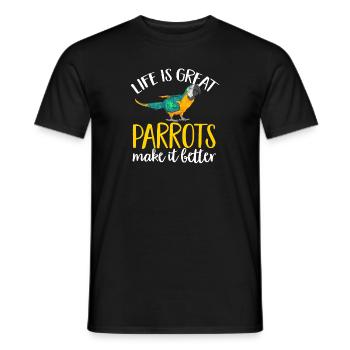 Gelbbrustara Papagei Blue And Yellow Macaw - Männer T-Shirt - Schwarz - Vorne - AI Model Male 178 light (178cm)