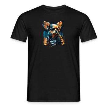 Chihuahua |Cool Dog | Rap | Hip-Hop | Gangster | - Men's T-Shirt - black - Front - AI Model Male 178 light (178cm)