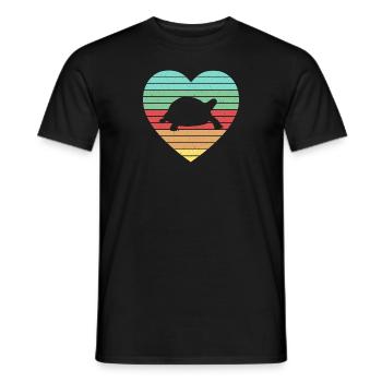 Retro Tortoise Vintage Heart Turtle Reptile - Men's T-Shirt - black - Front - AI Model Male 178 light (178cm)