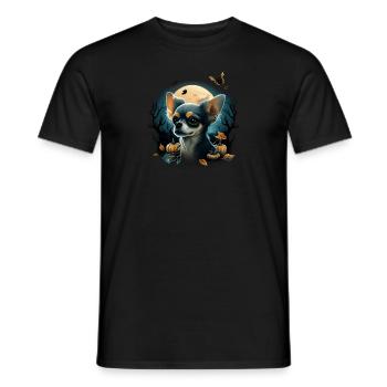 Chihuahua Costume d'Halloween - Citrouille - T-shirt homme - noir - Devant - AI Model Male 178 light (178cm)