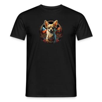 Chihuahua | Ukraine Peace & Love Flag Help Dog - Men's T-Shirt - black - Front - AI Model Male 178 light (178cm)