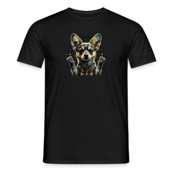 Chihuahua | Ukraine Peace & Love Flag Help Dog - Men's T-Shirt - black - Front - AI Model Male 178 light (178cm)