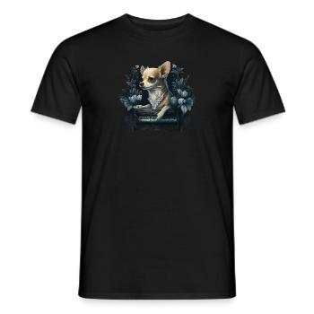 Chihuahua spielt Klavier Piano Klassische Musik - Männer T-Shirt - Schwarz - Vorne - AI Model Male 178 light (178cm)