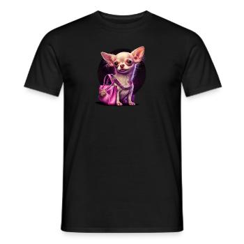 Pink Chihuahua | Rosa Handtasche Welpe Girlie - Männer T-Shirt - Schwarz - Vorne - AI Model Male 178 light (178cm)