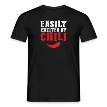 Funny Easily Excited By Chili Hot Spicy Food Red P - Men's T-Shirt - black - Front - AI Model Male 178 light (178cm)