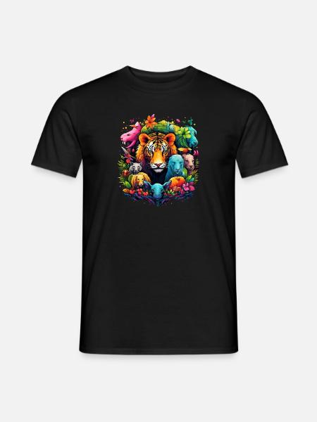 Tiger im Dschungel - Männer T-Shirt - Schwarz
