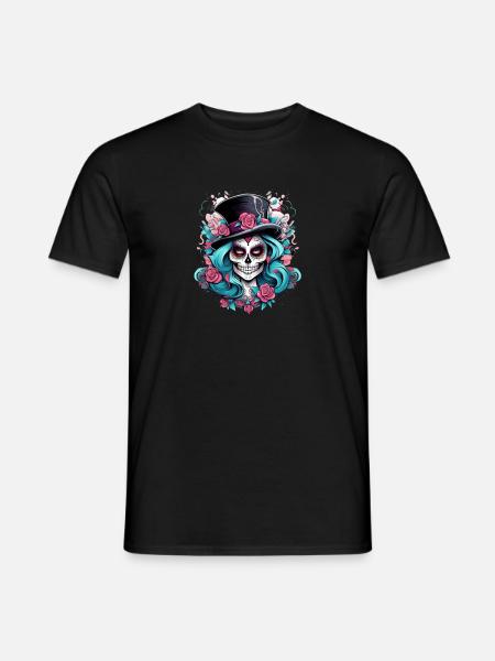 Idée cadeau de masque de tatouage La Catrina - T-shirt homme - noir