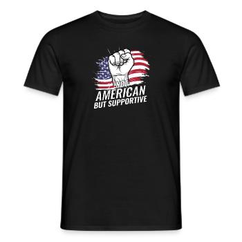 Pas américain mais favorable aux États-Unis Flag Voyage aux États-Unis - T-shirt homme - noir - Devant - AI Model Male 178 light (178cm)