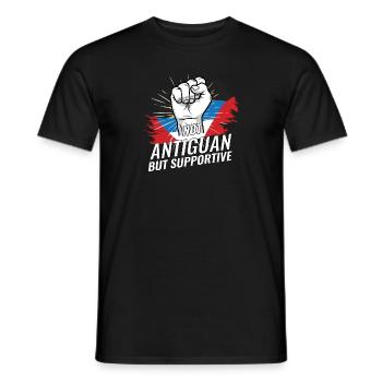 Not Antiguan But Supportive Antigua Flag Country - Men's T-Shirt - black - Front - AI Model Male 178 light (178cm)