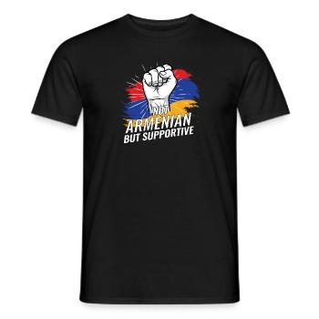 Pas arménien mais favorable Arménie pays drapeau - T-shirt homme - noir - Devant - AI Model Male 178 light (178cm)
