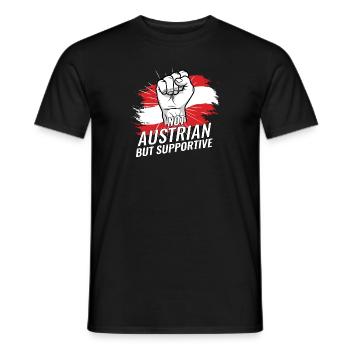 Not Austrian But Supportive Austria Flag Country - Men's T-Shirt - black - Front - AI Model Male 178 light (178cm)