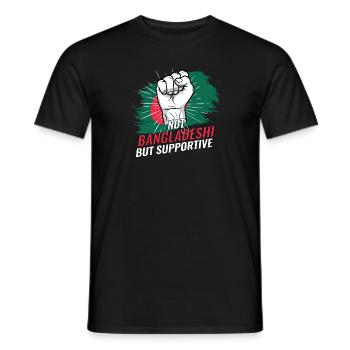 Not Bangladeshi But Supportive Bangladesh Flag - Men's T-Shirt - black - Front - AI Model Male 178 light (178cm)