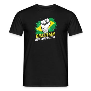 Pas brésilien mais favorable au Brésil Pays du drapeau - T-shirt homme - noir - Devant - AI Model Male 178 light (178cm)