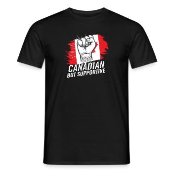 Pas canadien, mais favorable au pays du drapeau du Canada - T-shirt homme - noir - Devant - AI Model Male 178 light (178cm)