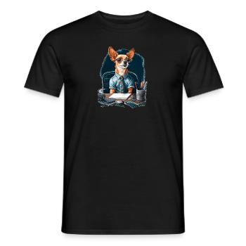 Chihuahua | Home Office Job Work Laptop Tie Funny - Men's T-Shirt - black - Front - AI Model Male 178 light (178cm)