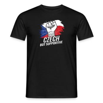 Pas tchèque mais favorable au drapeau de la République tchèque - T-shirt homme - noir - Devant - AI Model Male 178 light (178cm)