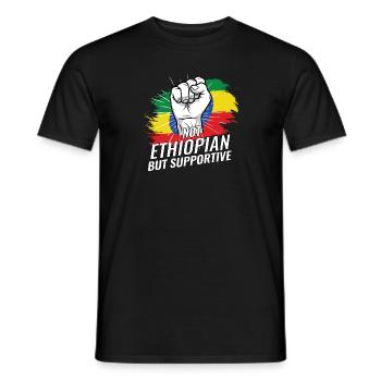 Not Ethiopian But Supportive Ethiopia Flag - Men's T-Shirt - black - Front - AI Model Male 178 light (178cm)