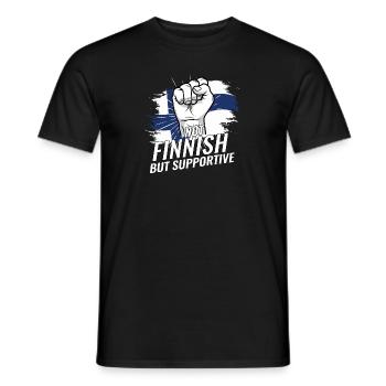 Pas finlandais mais favorable à la Finlande Pays du drapeau - T-shirt homme - noir - Devant - AI Model Male 178 light (178cm)