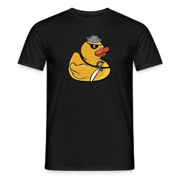 Pirate Rubber Duck Kids Cute Yellow Bath Duckie Du - Men's T-Shirt - black - Front - AI Model Male 178 light (178cm)