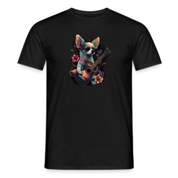 Chihuahua | Aloha Ukulélé Hawaï Guitare Chien - T-shirt homme - noir - Devant - AI Model Male 178 light (178cm)