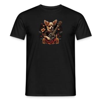 Chihuahua | Aloha Ukulélé Hawaï Guitare Chien - T-shirt homme - noir - Devant - AI Model Male 178 light (178cm)