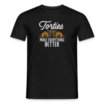 Schildpatt Katze Tortoiseshell Cat Tortie - Männer T-Shirt - Schwarz - Vorne - AI Model Male 178 light (178cm)
