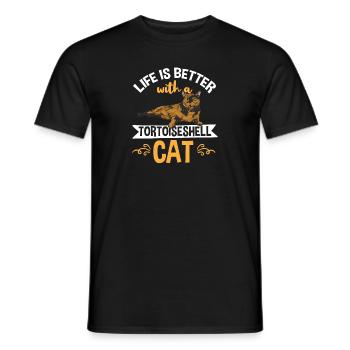 Schildpatt Katze Tortoiseshell Cat Tortie - Männer T-Shirt - Schwarz - Vorne - AI Model Male 178 light (178cm)