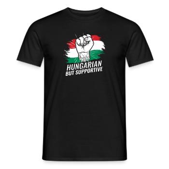Not Hungarian But Supportive Hungary Flag Country - Men's T-Shirt - black - Front - AI Model Male 178 light (178cm)