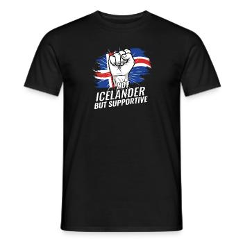 Pas islandais mais favorable au drapeau islandais - T-shirt homme - noir - Devant - AI Model Male 178 light (178cm)