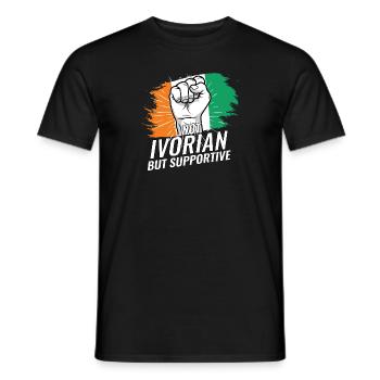 Not Ivorian But Supportive Ivory Coast Flag - Men's T-Shirt - black - Front - AI Model Male 178 light (178cm)