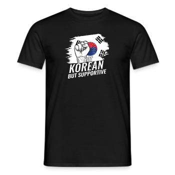 Pas coréen mais favorable au drapeau coréen - T-shirt homme - noir - Devant - AI Model Male 178 light (178cm)