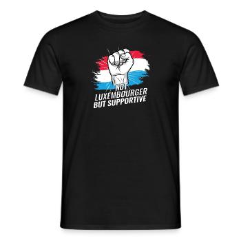 Not Luxembourger But Supportive Luxembourg Flag - Men's T-Shirt - black - Front - AI Model Male 178 light (178cm)