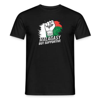 Not Malagasy But Supportive Madagascar Flag - Men's T-Shirt - black - Front - AI Model Male 178 light (178cm)
